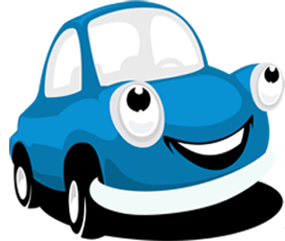 cartoon blue car on road trip